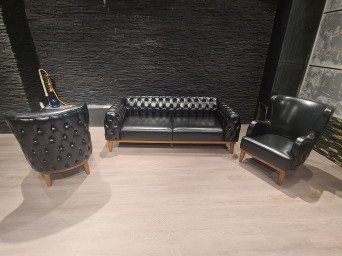 Tilia A Chester Klasik Deri Ofis Oturma Grubu